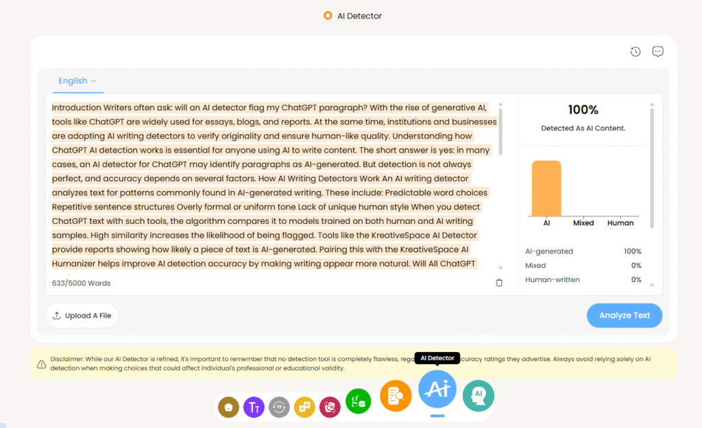 AI detector analyzing ChatGPT paragraph for originality
Writer testing ChatGPT text with AI writing detector
AI detection accuracy report highlighting ChatGPT paragraph