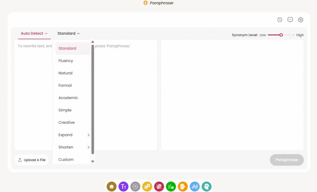 Paraphrasing tool AI rewriting a creative paragraph.

Quillbot paraphrasing tool compared with free paraphraser.

AI detector flagging paraphrasing program output.