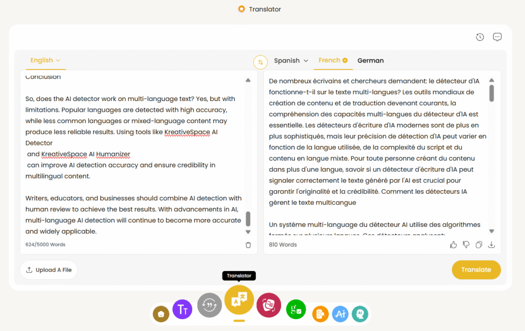 AI detector analyzing multi-language text on computer
Researcher checking multilingual content with AI writing detector
AI detection accuracy report for mixed language text